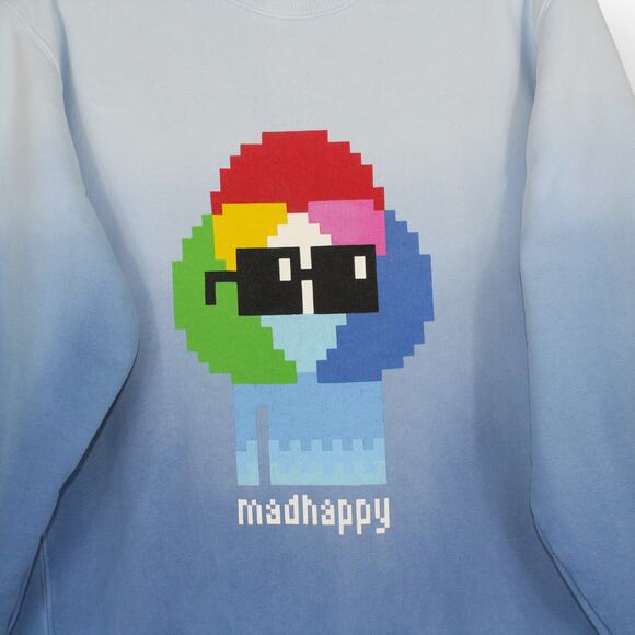 Large Madhappy x Nouns Crewneck Sweatshirt Blue GraphicPrint MadeInUSA - Picture 4 of 12
